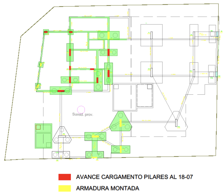 Fortschrittsplan der Stützen von Park Lofts Los Arboles