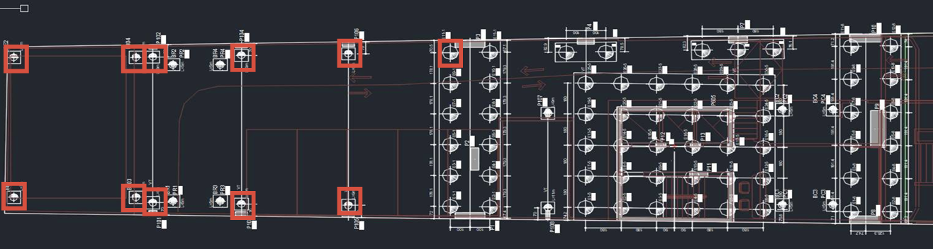 Plano de áreas de trabajo en cabezas de pilotes de Park Lofts Tower